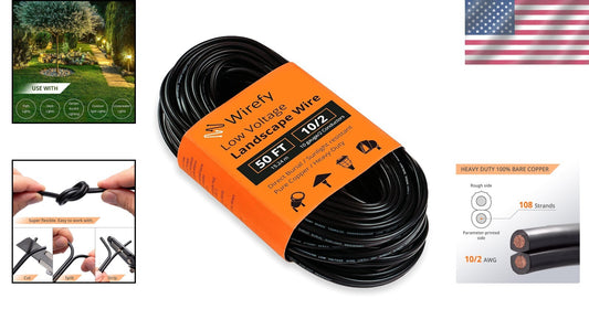 Durable 10/2 Low Voltage Landscape Lighting Wire - 50 Feet, Compliant & Reliable