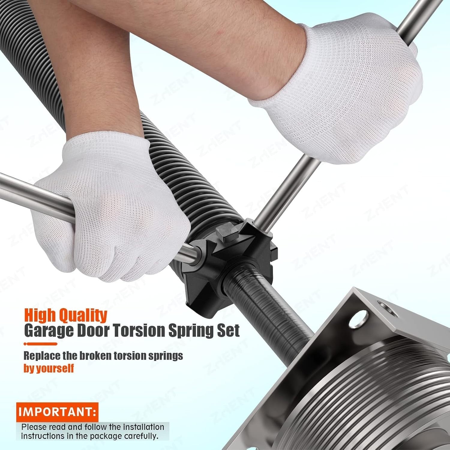 Coated Garage Door Torsion Springs Pair - Includes Winding Bars & Instructions