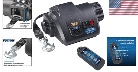 Heavy-Duty 10,000 lbs. Marine Winch with 15-Foot Strap for Effortless Loading