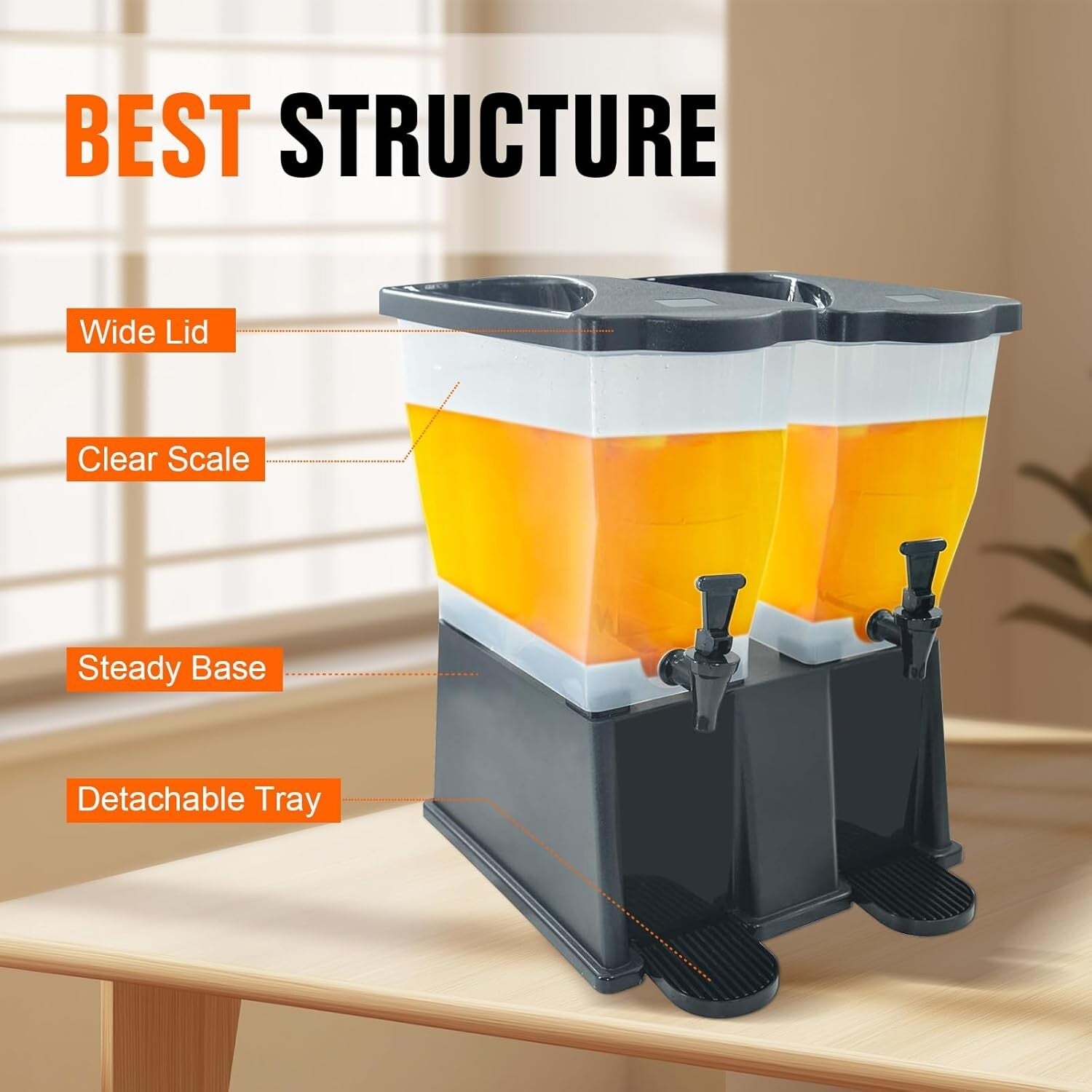 Commercial Juice Dispenser with 6 Gallon Capacity - Ideal for Buffets & Events