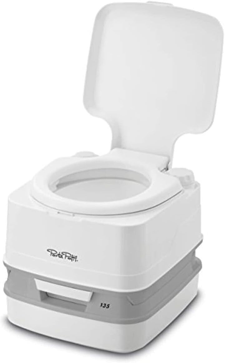 Elegant White 135 Floor-Mounted Portable Toilet – Ideal for RVs, Boats, and Vans