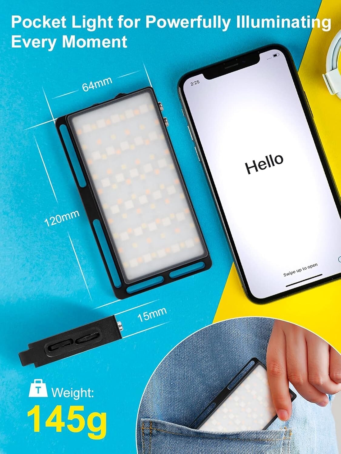 Portable 3000K-6500K LED Video Light with 6 Effects - Ideal for DSLR & Mobile