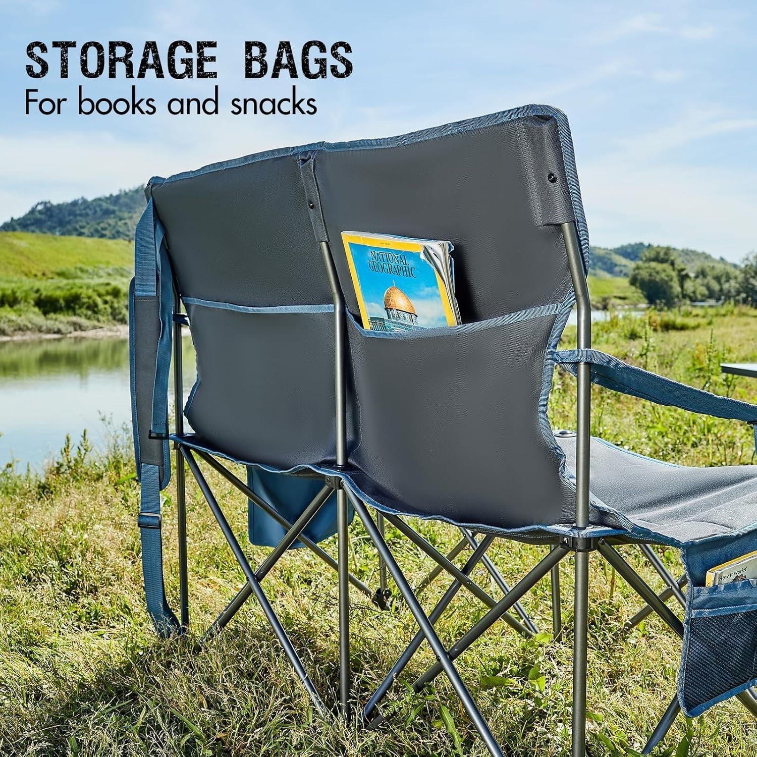 Ergonomic Two-Seater Camping Chair for Outdoor Adventures - 600lbs Support
