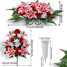 Load image into Gallery viewer, Elegant Artificial Cemetery Flower Saddle with 3 Bouquets for Headstone Decor