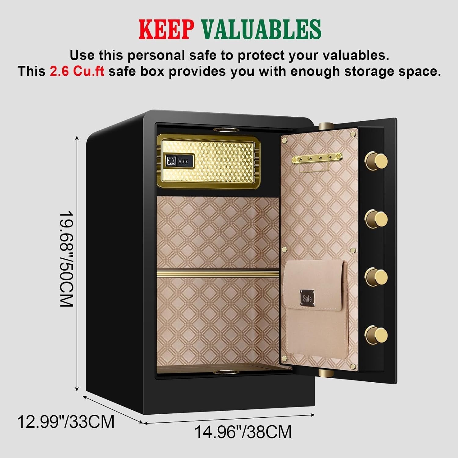 Fireproof Waterproof Home Safe 3.0 Cu ft with Digital Lock & Alarm System