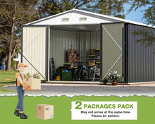 Load image into Gallery viewer, Galvanized Steel Outdoor Storage Shed 10FT x 10FT - Ideal for Gardens and Patios