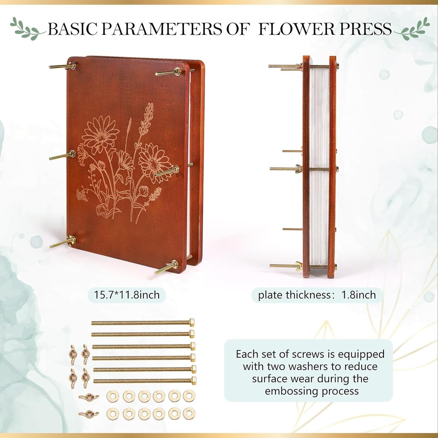 Elegant Wooden Flower Press Kit with Accessories - Unique Crafts for All Ages