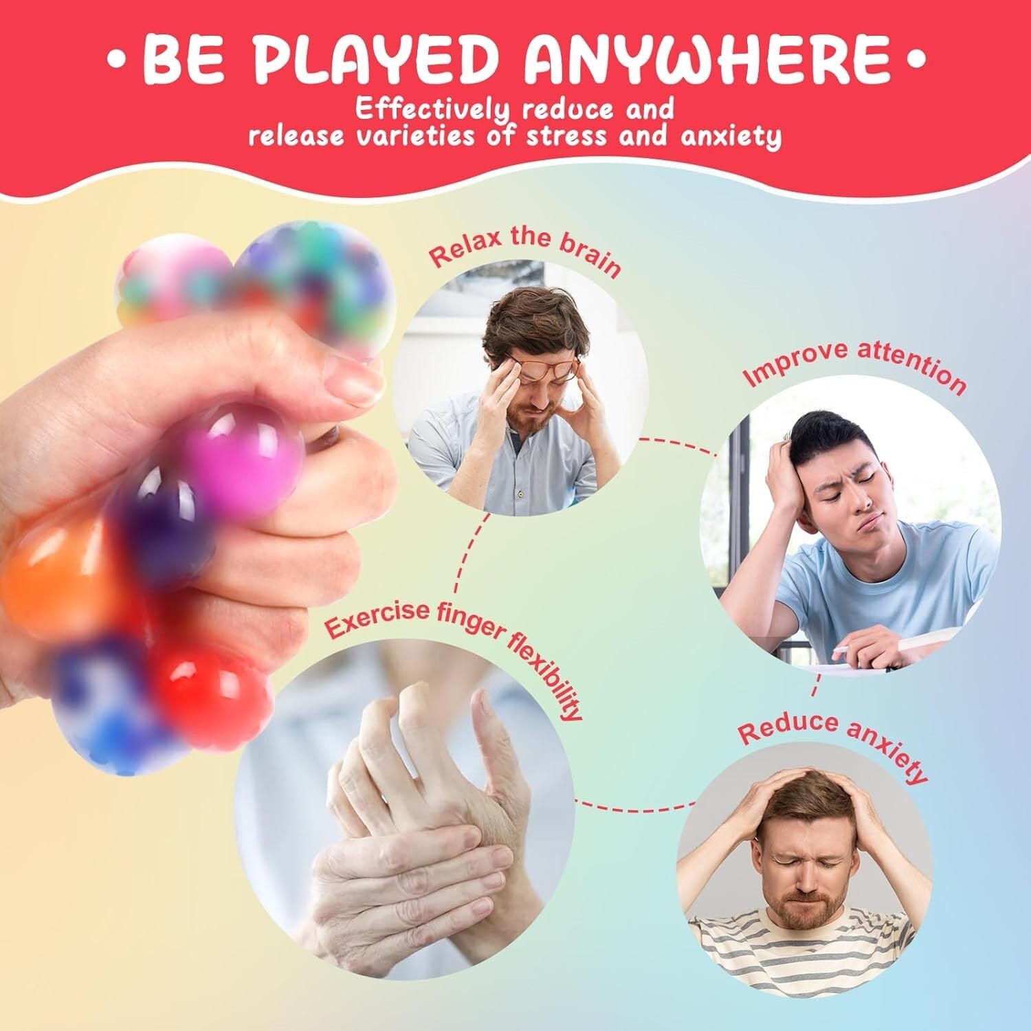 Soft Squishy Fidget Balls - 128 Pack of Anti-Anxiety Stress Relievers for Adults