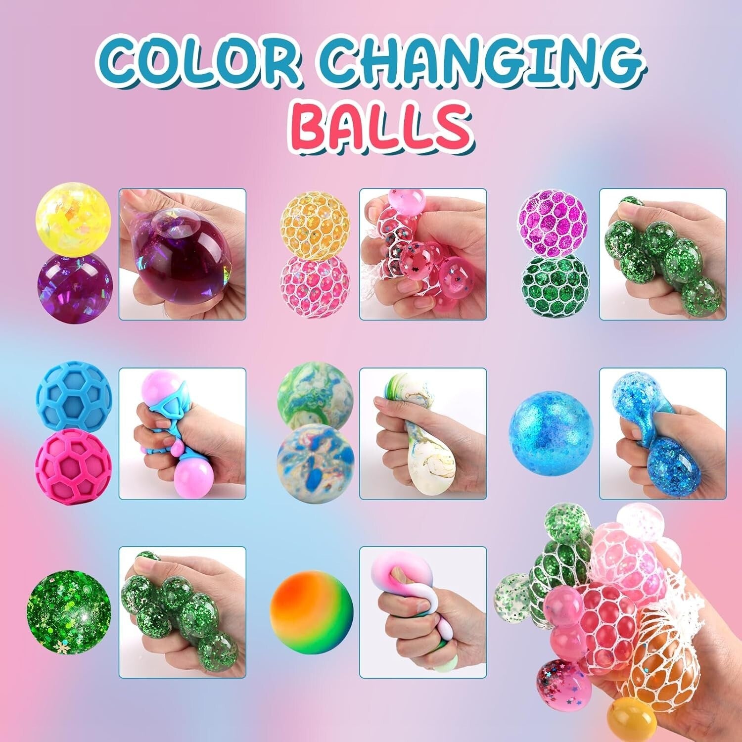 Squishy Stress Relief Balls Set - 54 Unique Squeeze Toys for Anxiety & Fidgeting