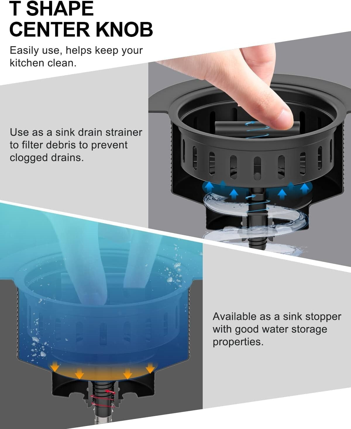 Easy Install Black Sink Drain Kit - 3 1/2" Stainless Steel with Removable Basket