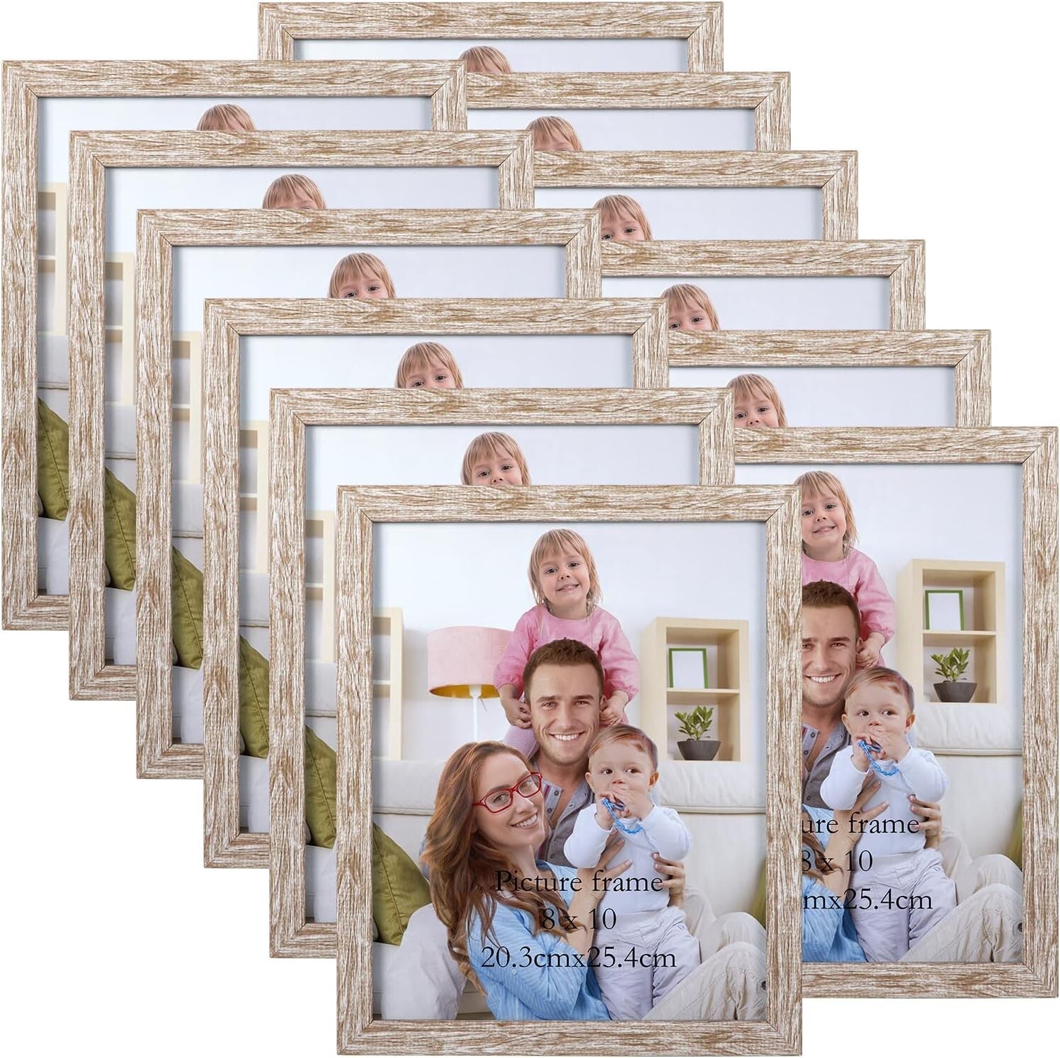 Gallery Wall-Ready Set of 12 Rustic 8x10 Picture Frames - Easy Display Options