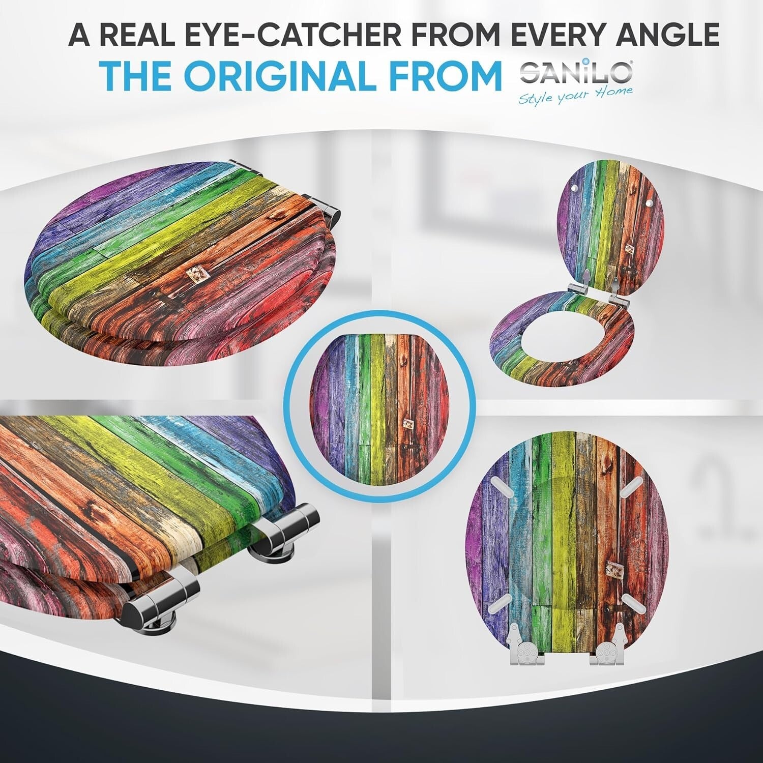 Eye-Catching Rainbow Toilet Seat – Soft Close, Quick Installation, Round