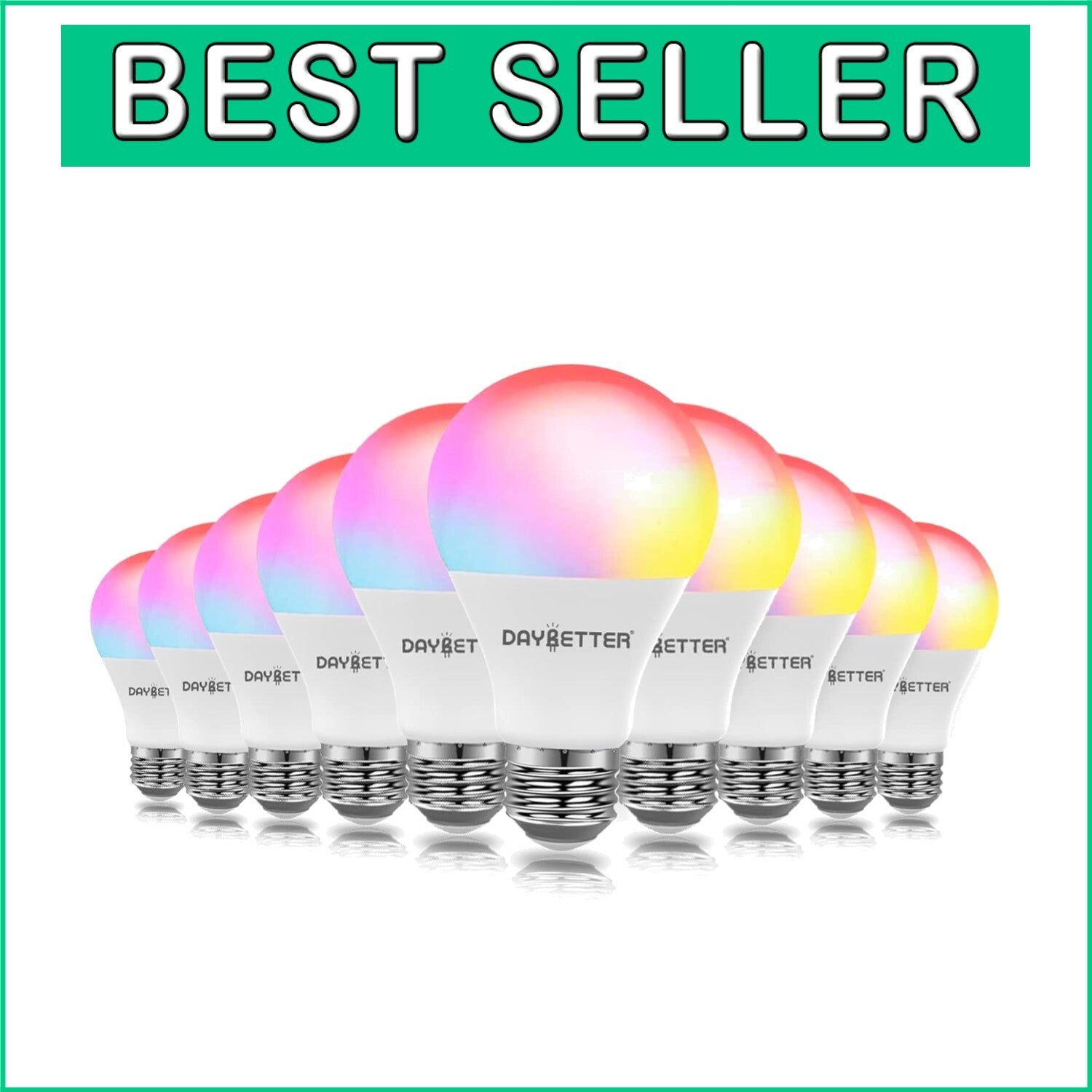 Dimmable LED Smart Bulbs for Home - 10 Pack, Works with Alexa & Google Assistant