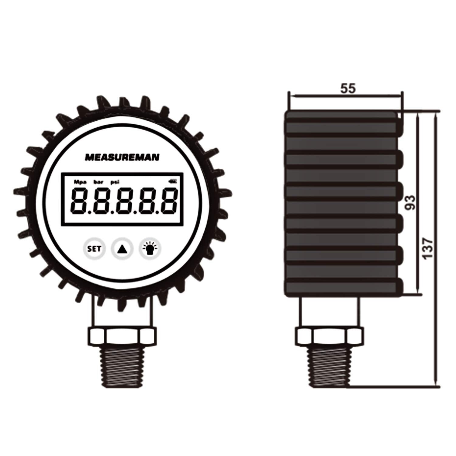 Precision Digital Pressure Gauge with 3-1/8" Dial, 0-5000psi, 150% Overload