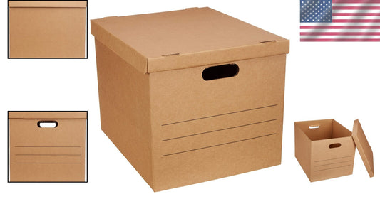 Versatile 20-Pack Cardboard Packing Boxes with Handles - Space-Saving Solution