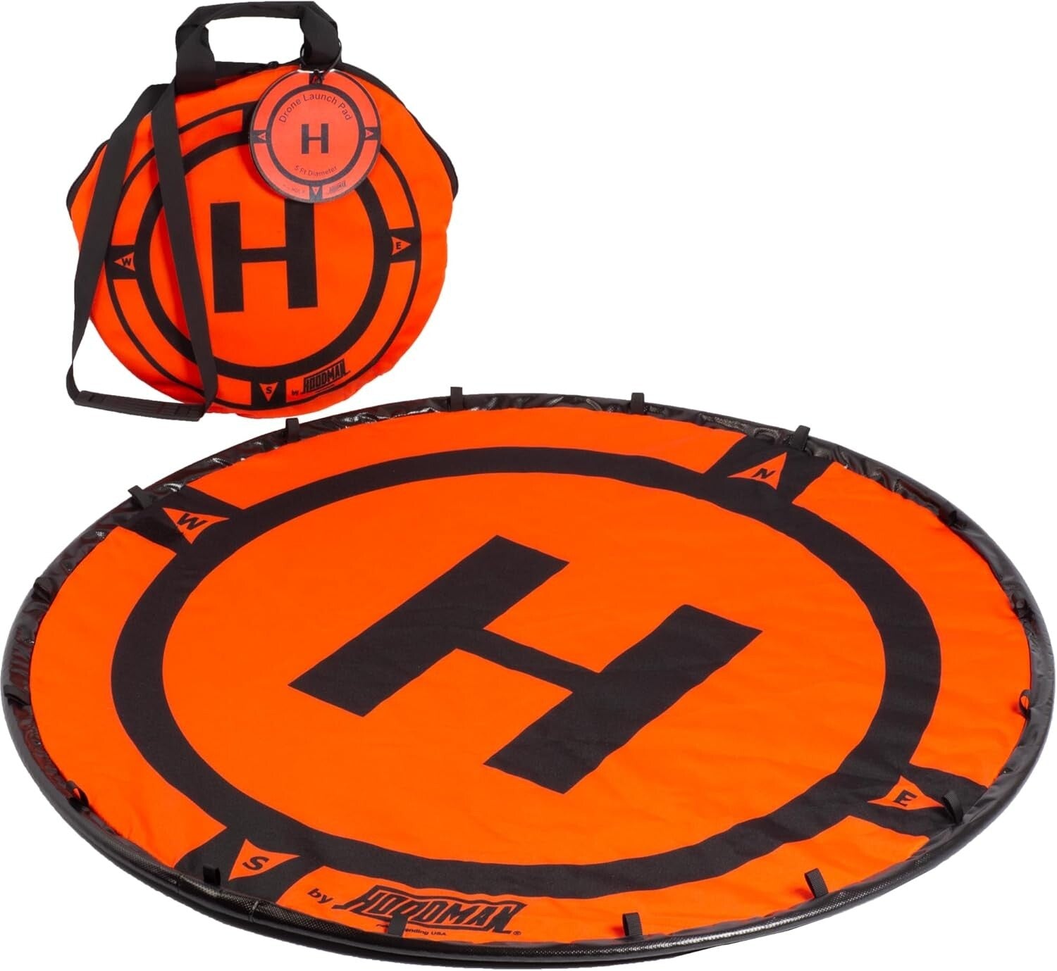5' Orange Collapsible Drone Pad for Heavy Duty Landings - Quick Setup & Storage