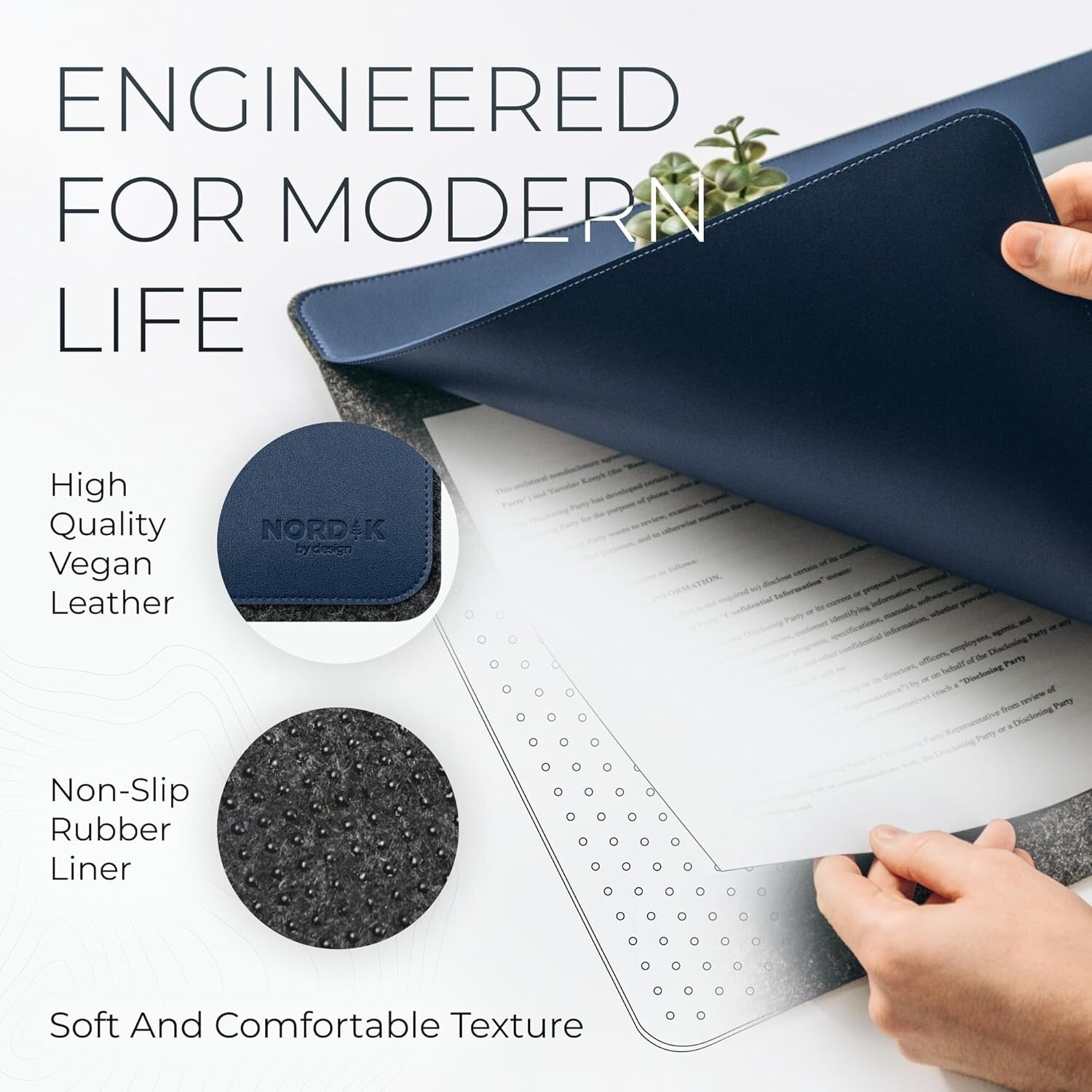 35x17 Inch Luxurious Desk Mat with Anti-Slip Features - Stylish Midnight Blue