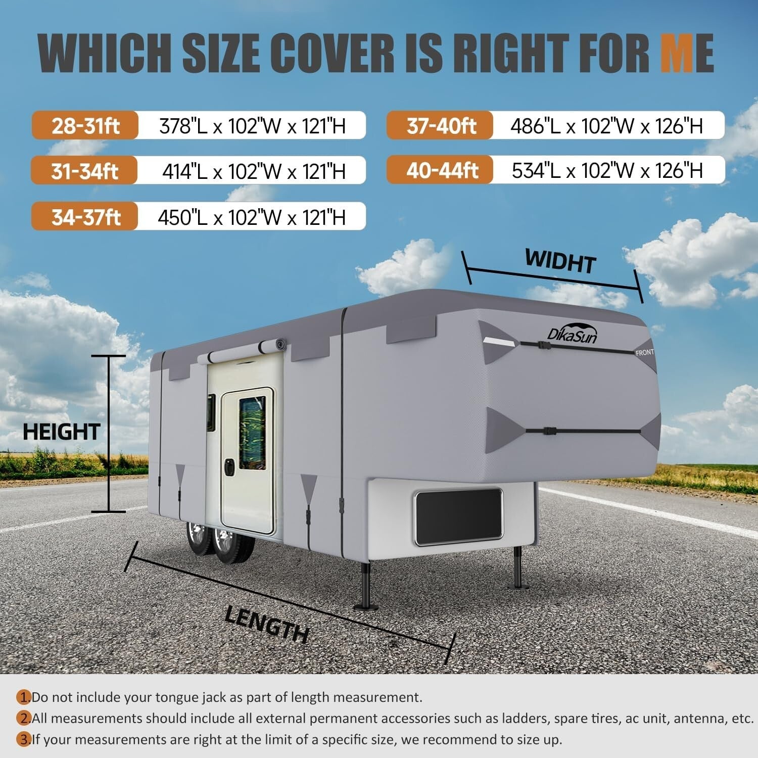 Custom-Fit 5th Wheel RV Cover - Waterproof, Windproof & 3-Year Warranty Included