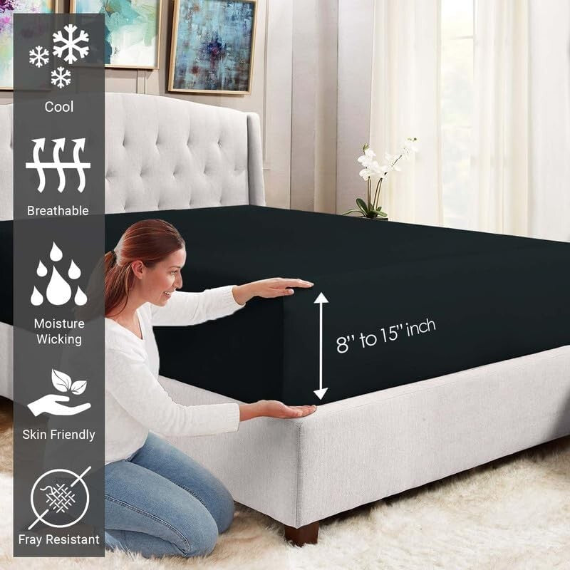 Eco-Friendly Mercerised Combed Cotton King Fitted Sheet - Deep Pocket & Soft