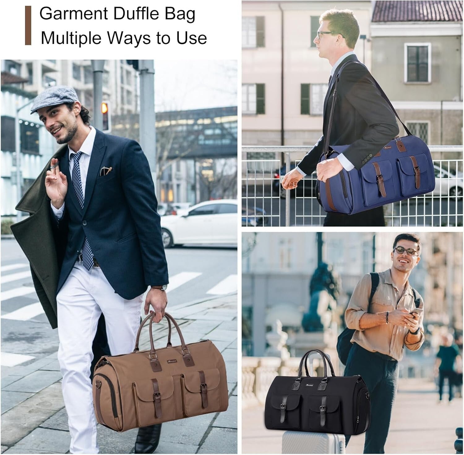 Wrinkle-Free 45L Canvas Garment Duffel Bag with Shoe Compartment - Travel Ready