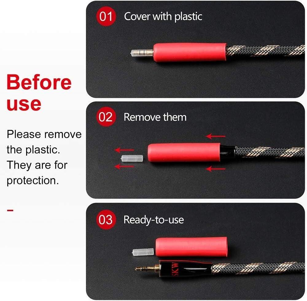 Durable 16.4ft Nylon Braided AUX Cable with Corrosion-Resistant Connectors