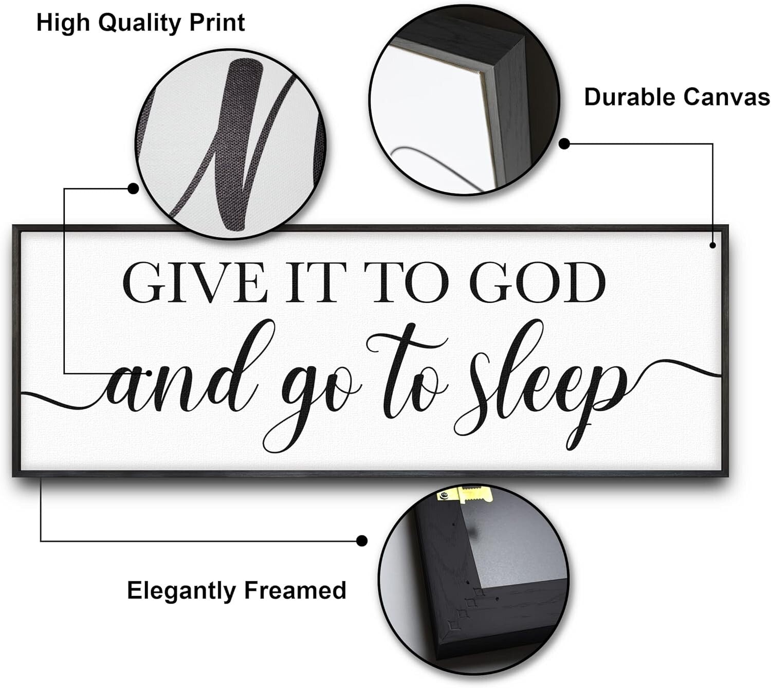 Elegant 41"x14" Framed Sign - 'Give It To God and Go To Sleep' Bedroom Decor