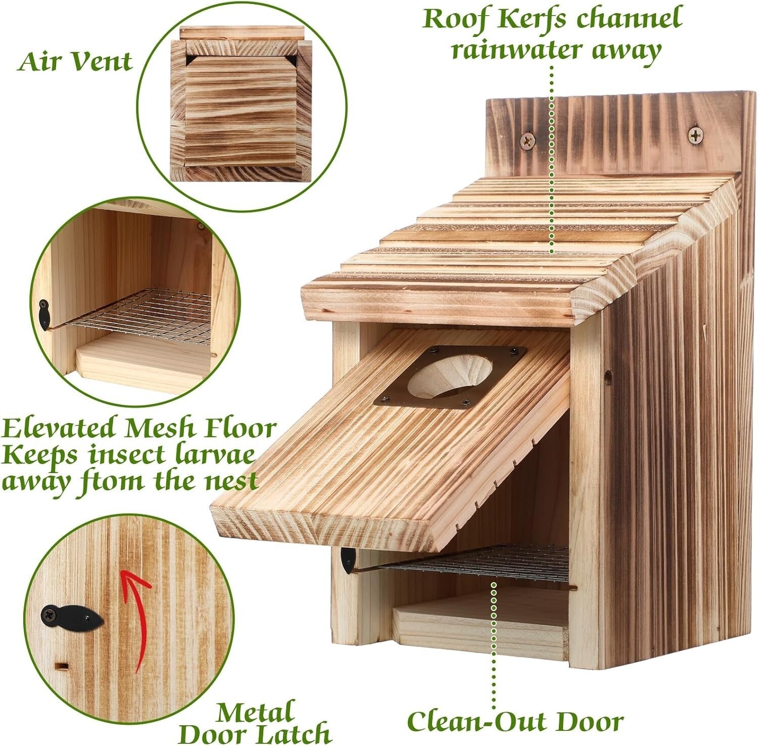 Attractive 3-Pack Wooden Bluebird Houses with Predator Protection - Great Gift