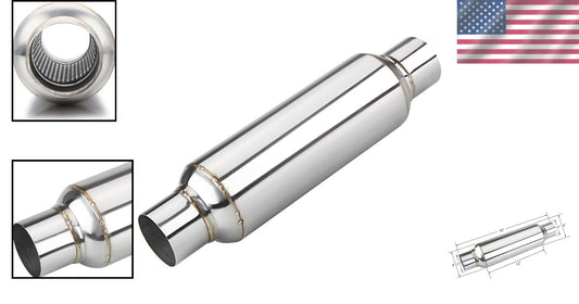 2.5" Inlet & Outlet Stainless Steel Resonator Muffler - Deep Tone Performance
