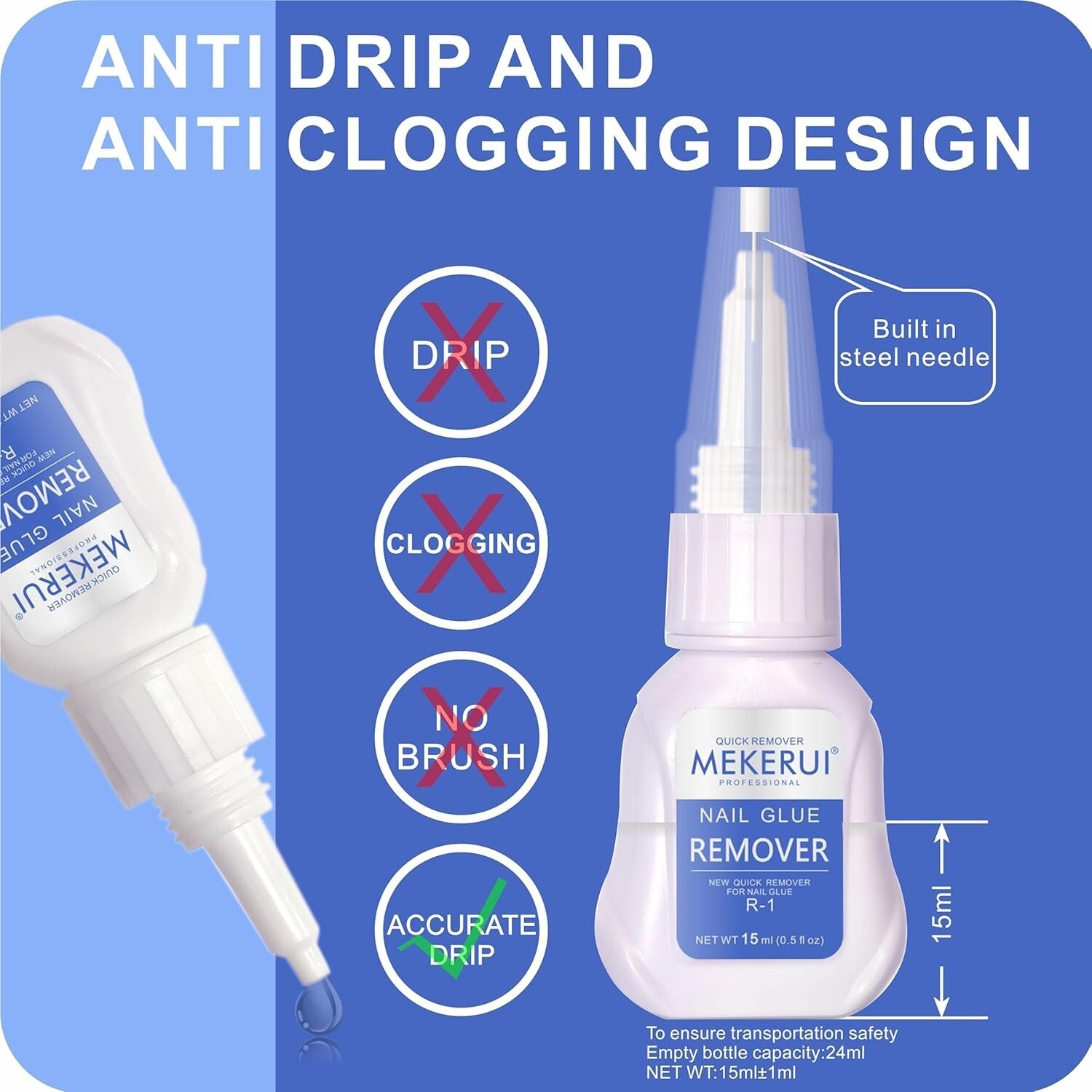 2 Sets Strong Nail Adhesive and Rapid Remover for Professional Quality Nails