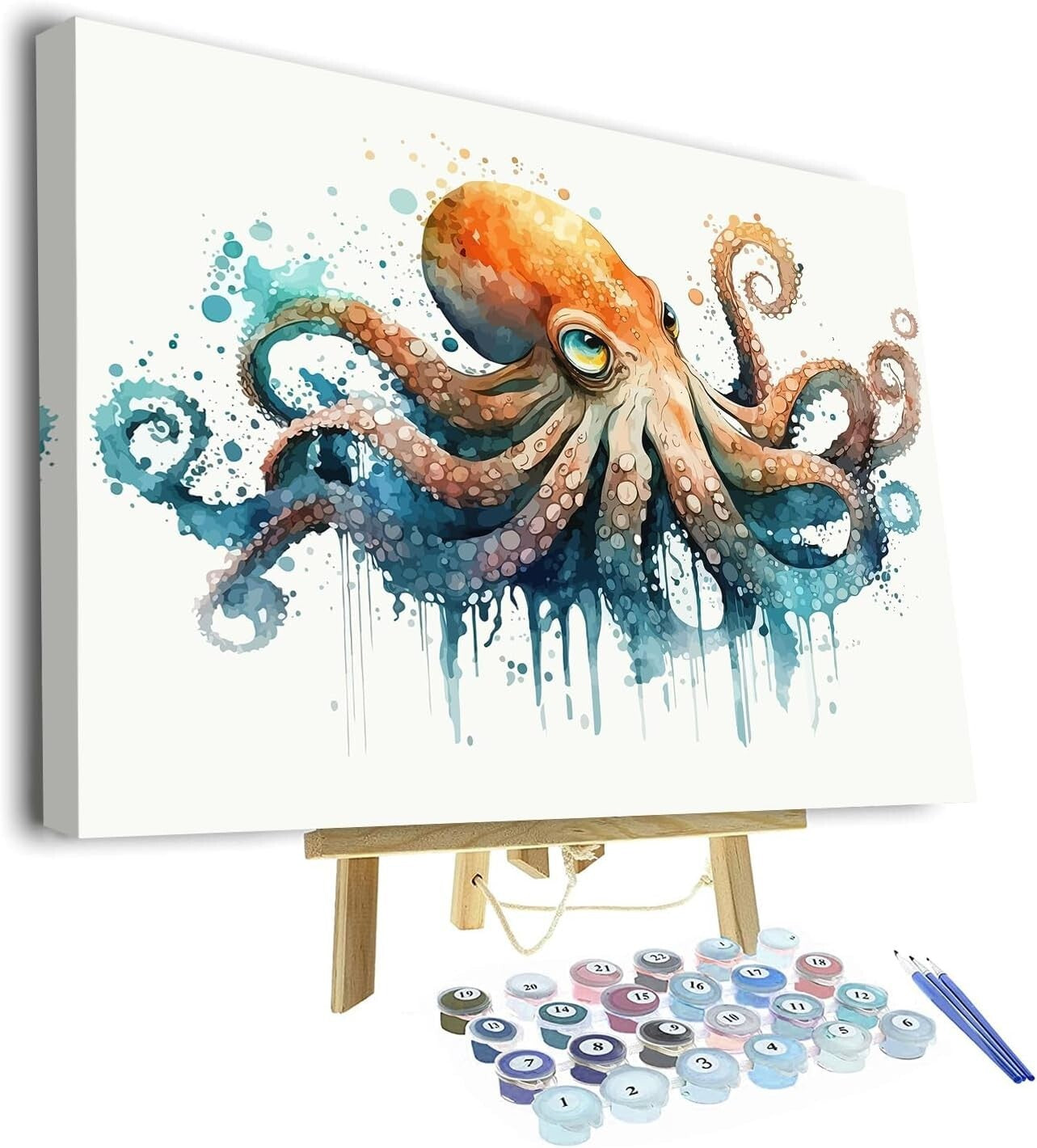 Luxury DIY Acrylic Paint by Number Kit - Framed Octopus Theme for Adults