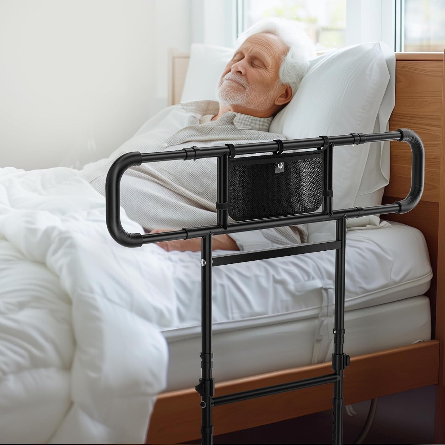 Robust Carbon Steel Bed Rails for Elderly - Easy Installation & Comfort Grip