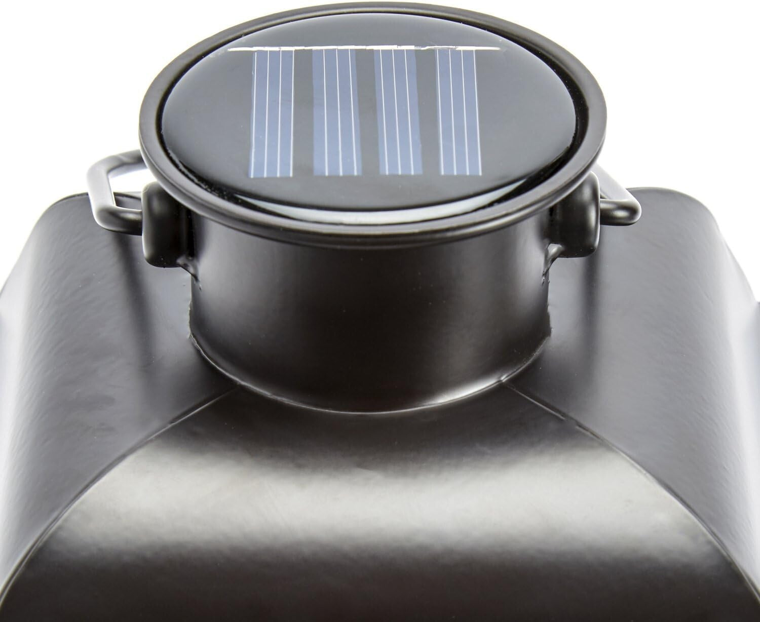 Modern 11 Inch Tall Solar Lantern Set with Stylish Black Metal and Glass Design