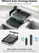 Load image into Gallery viewer, Black Expandable Dish Rack with Flip-Up Holders - 304 Stainless Steel Durability