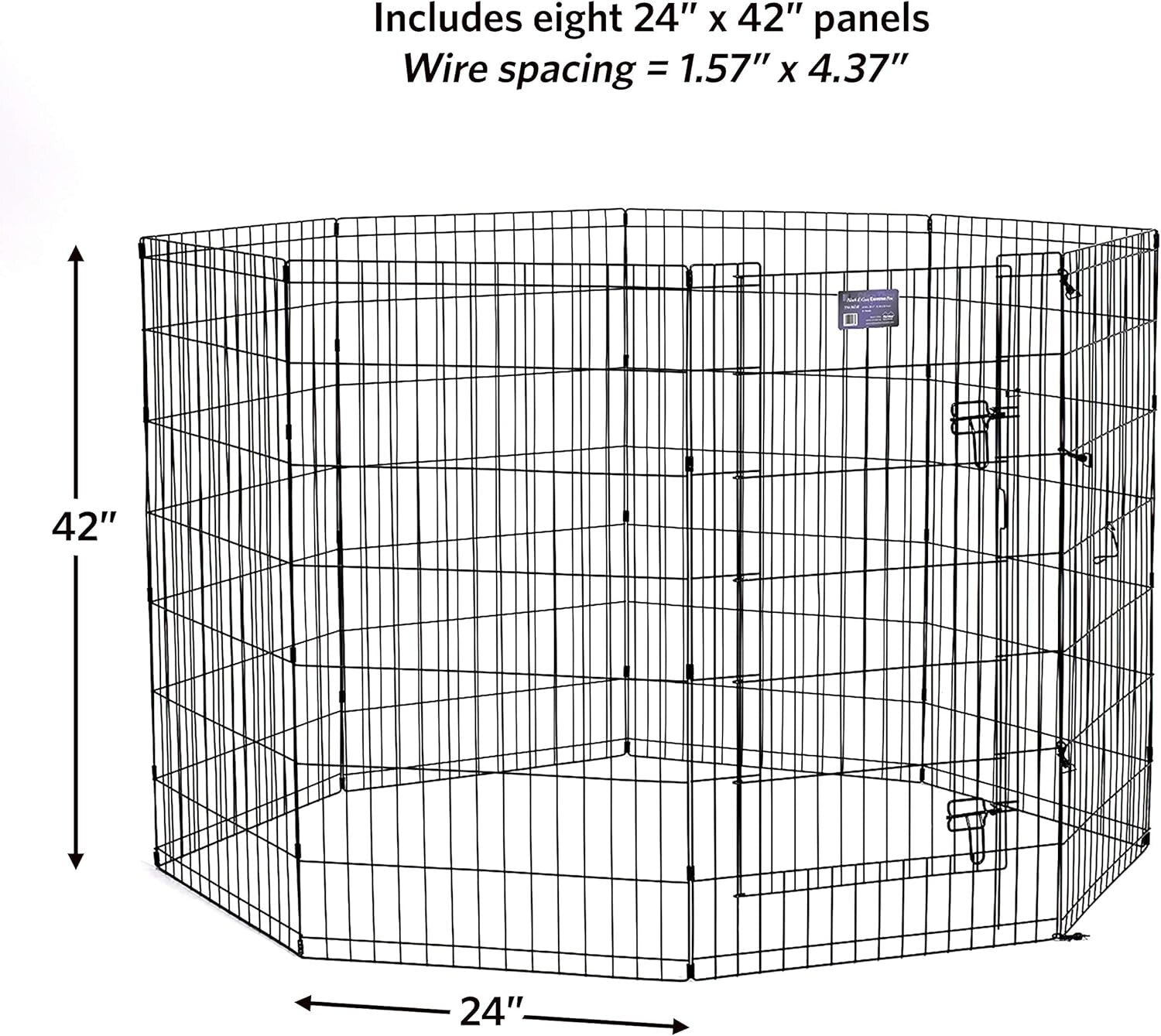 Versatile Black Metal Dog Playpen with Double-Latch Door - 1 Year Warranty