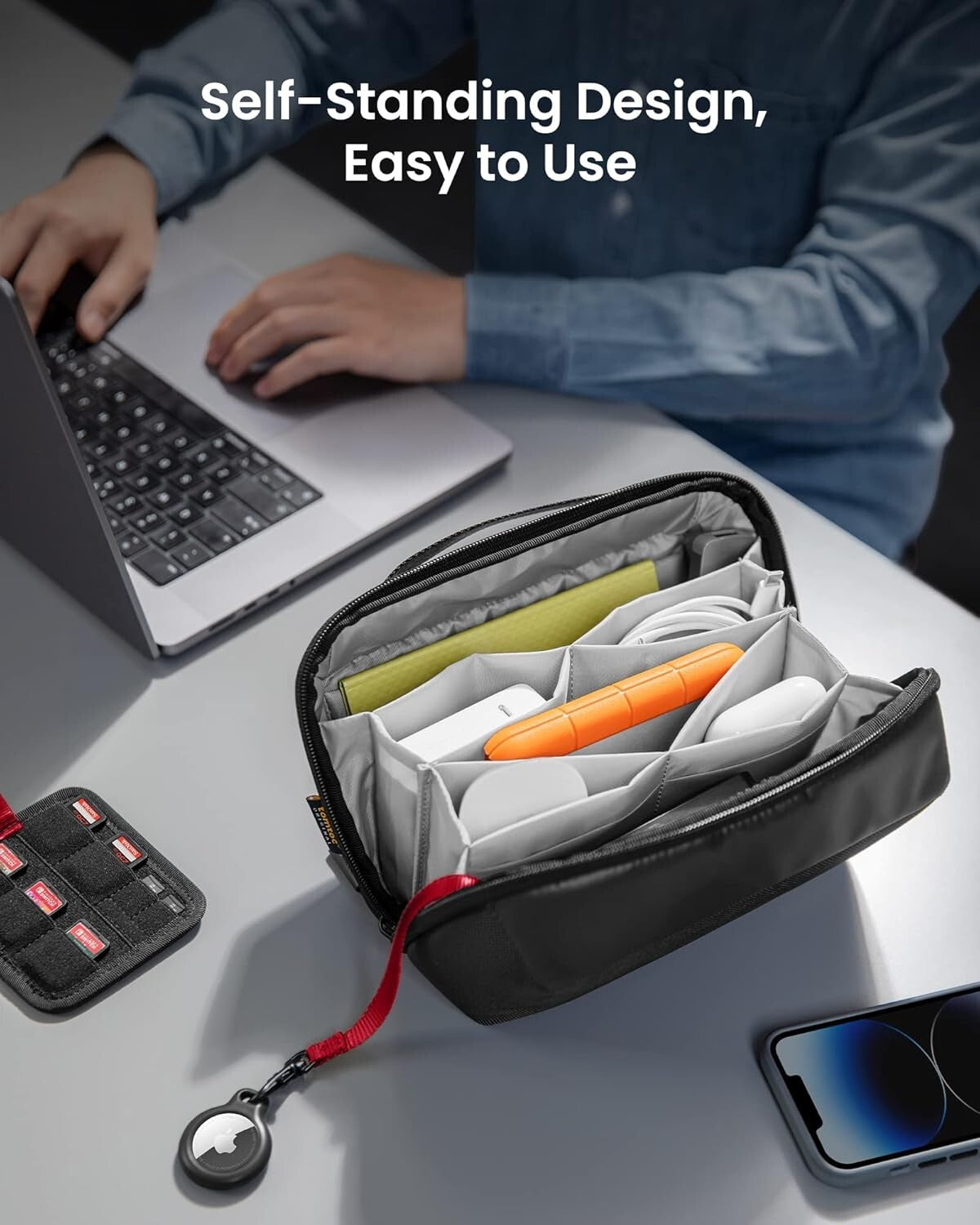 Water-Resistant Electronic Organizer Pouch for MacBook Cables & Accessories