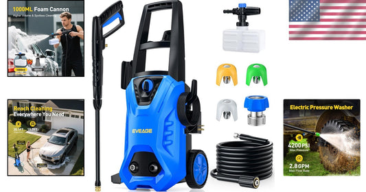 Electric Pressure Washer 4200 PSI - Ultimate 3 Nozzle Cleaning for Cars & Patios