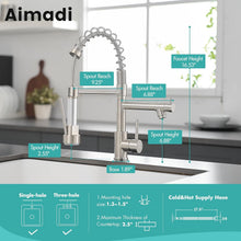 Load image into Gallery viewer, Modern Brushed Nickel Kitchen Sink Faucet with Pull-Down Sprayer &amp; Swivel Spout