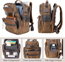 Load image into Gallery viewer, Vintage Leather 15.6" Laptop Backpack - Large Capacity Business Travel Bag