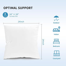 Load image into Gallery viewer, Decorative 24x24 Outdoor Pillow Inserts - 4 Pack Microfiber for Style &amp; Comfort