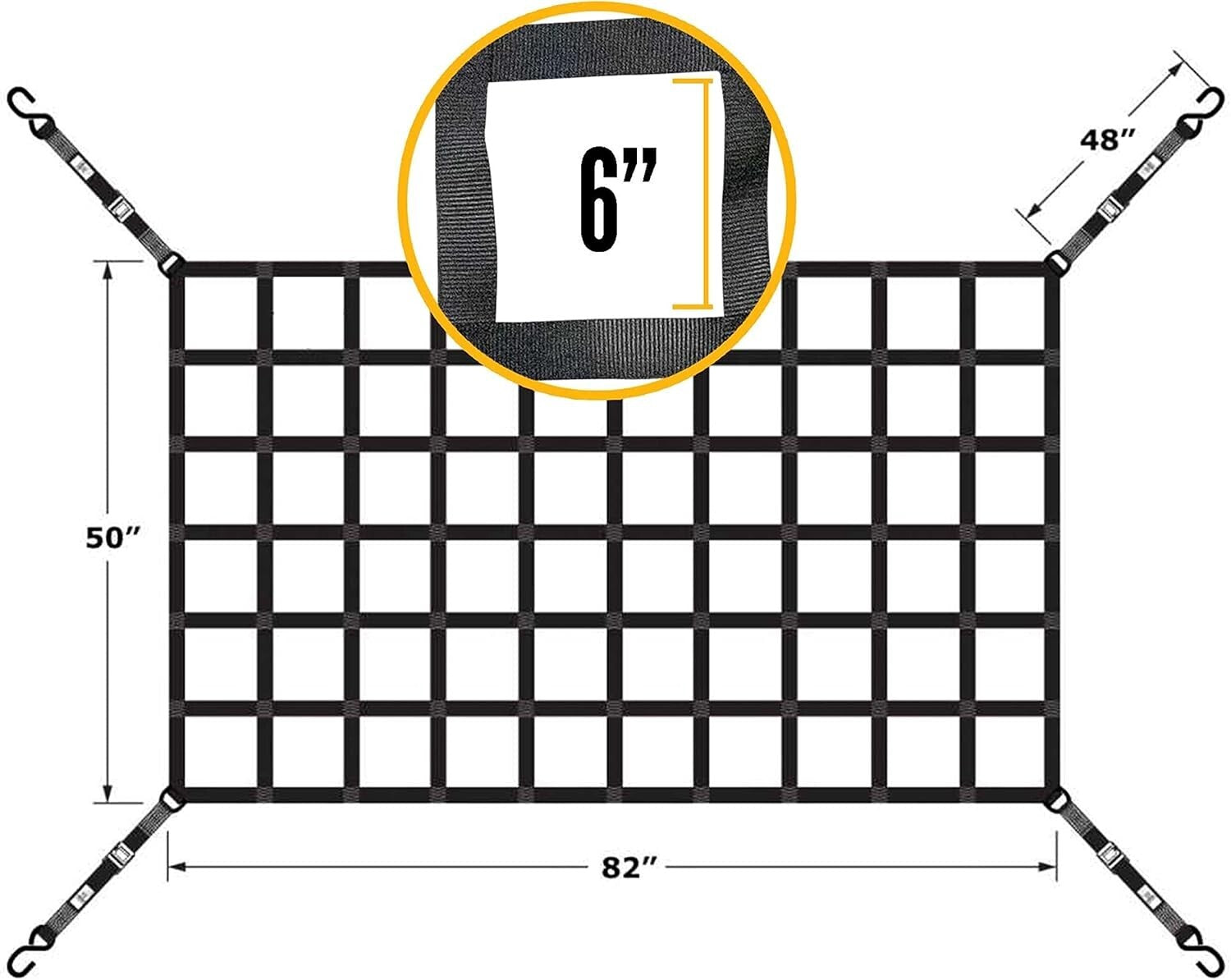 Durable Cargo Net with 10,000 lbs Strength - Perfect for Long Truck Beds 82x50"