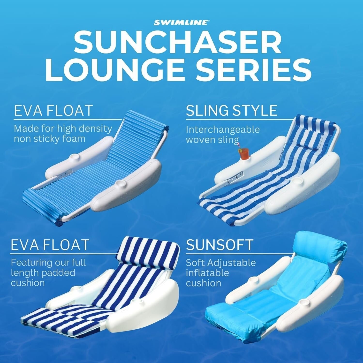 Durable Padded Pool Lounger with Built-In Cup Holders - For Quality Leisure Time