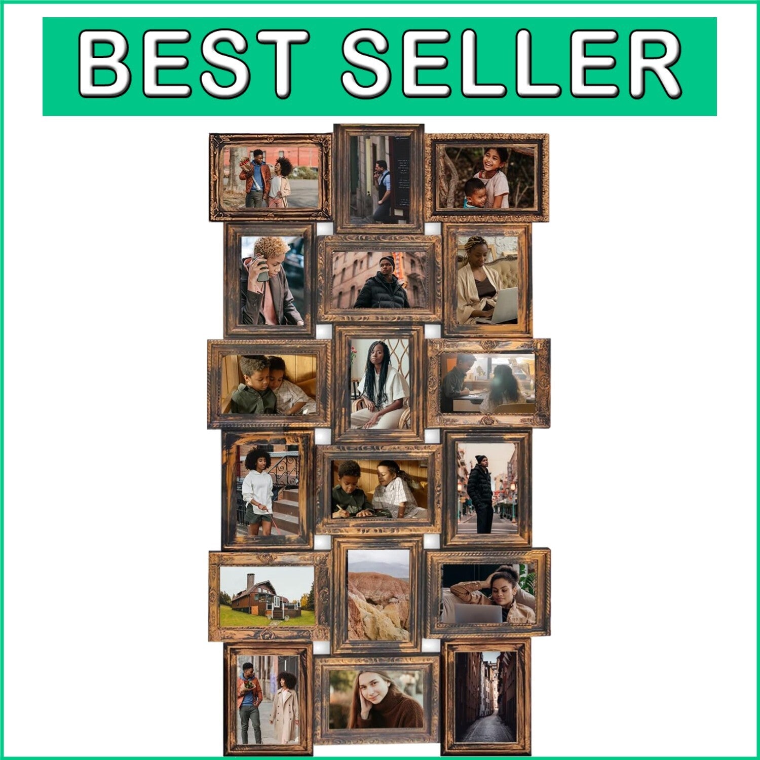 Gallery Wall 18-Picture Frame Set in Gold – Ideal for Living Room & Bedroom