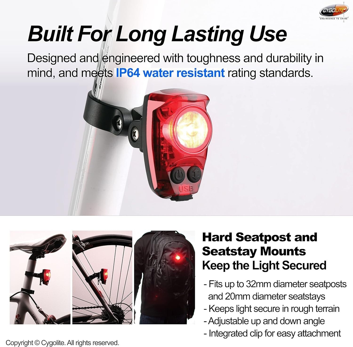 Hotshot Pro Bicycle Taillight with 6 Settings - Perfect for Nighttime Visibility