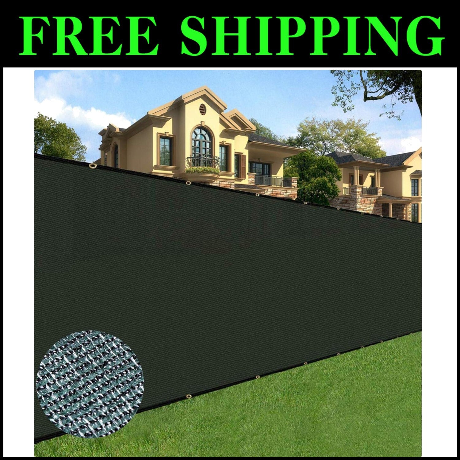 6ft x 50ft Green Fencing Shade Net with Durable Grommets for Easy Installation