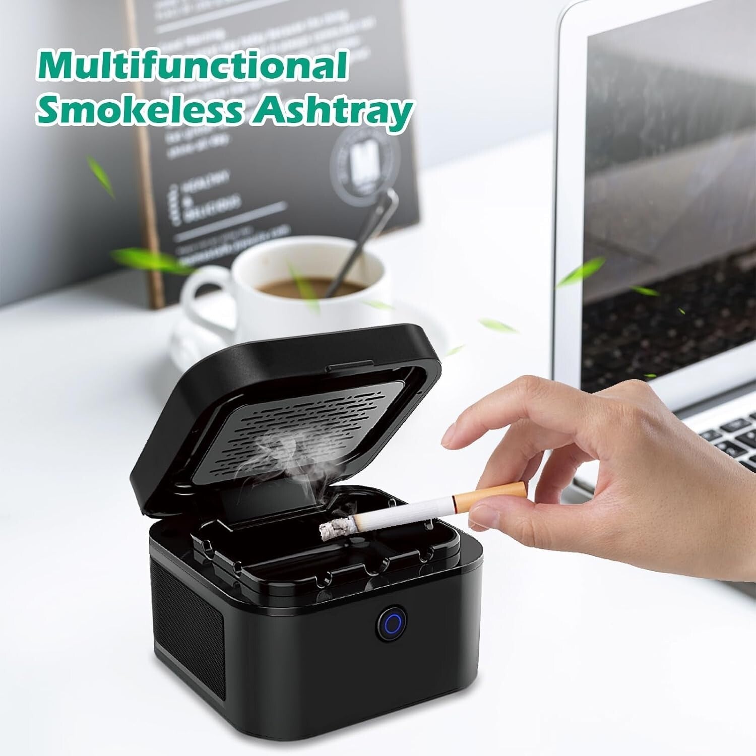 Elegant Smokeless Ashtray & Air Purifier with USB Recharge - Quiet & Effective