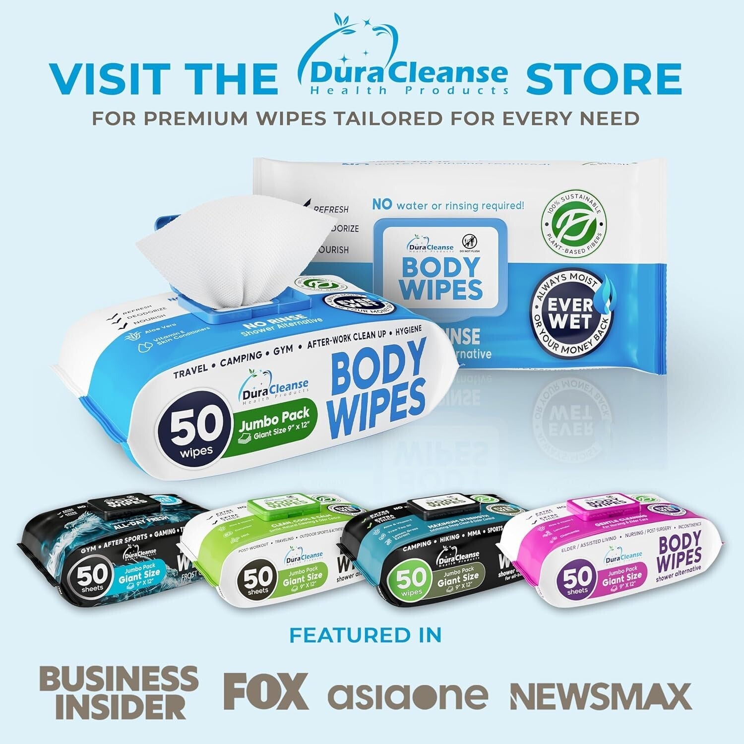 XL No Rinse Body Wipes - 216 Count Shower & Travel Bath Wipes for Sensitive Skin