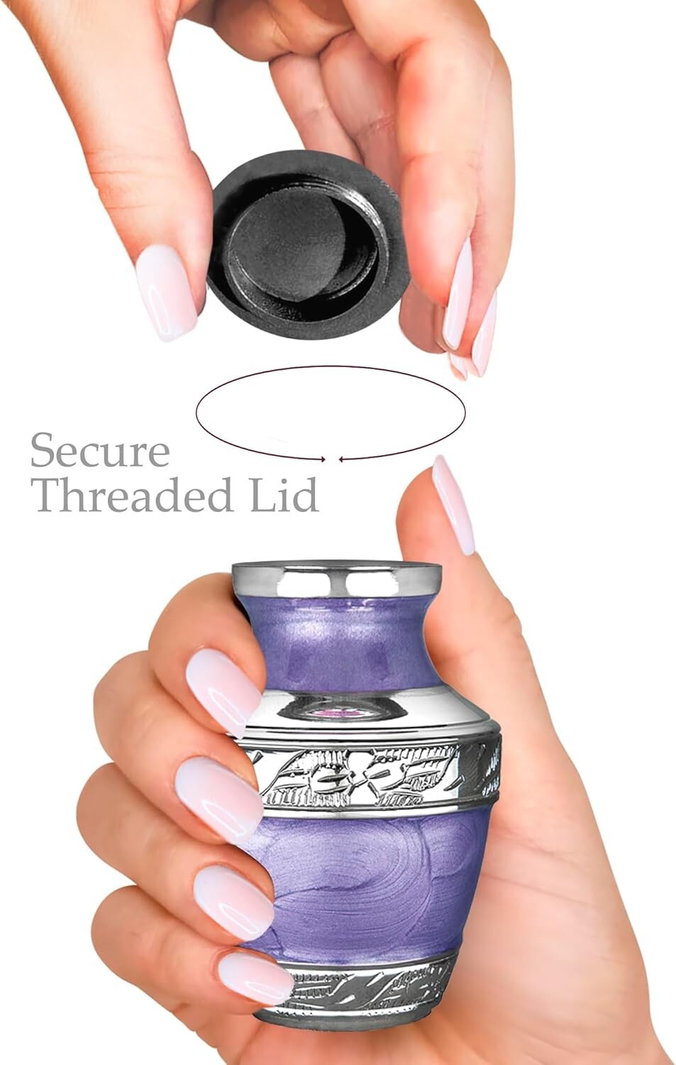 Versatile Small Urns for Ashes - Elegant Purple Brass Set of 4 with Velvet Bags