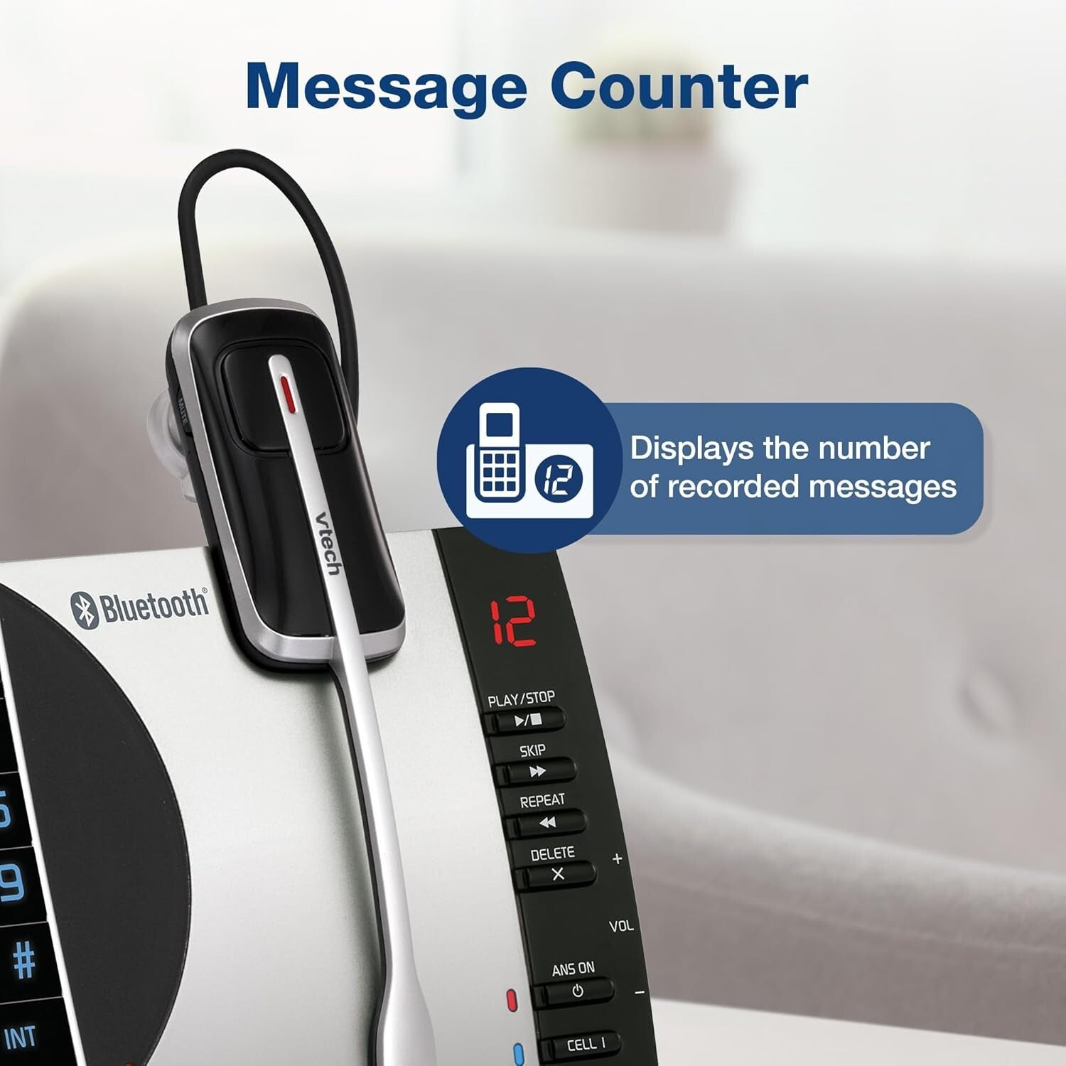 DECT 6.0 Cordless Phone with Bluetooth Headset & Voice-Guided Answering System