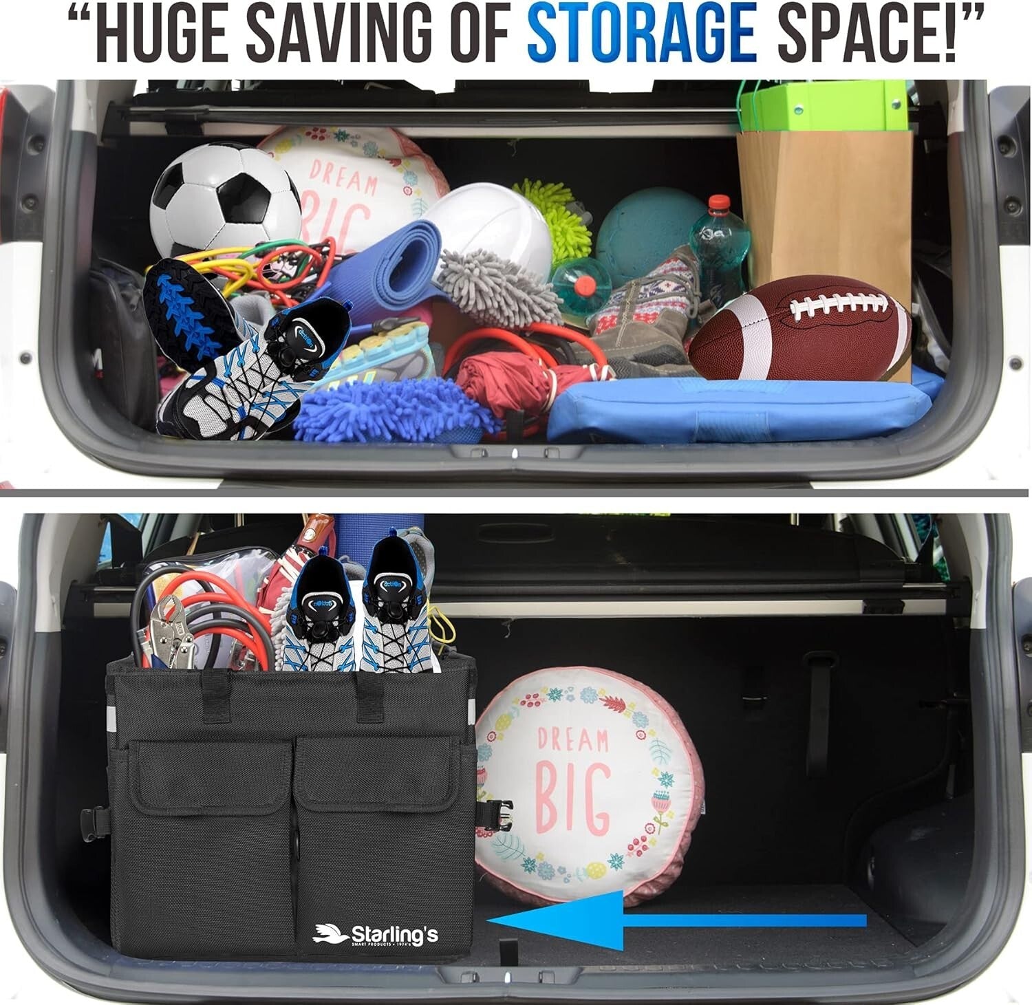 Premium Polyester Car Trunk Storage Organizer - Non-Slip, Insulated, Lightweight