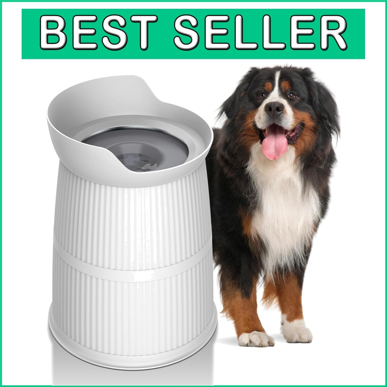 4.4L Stainless Steel Elevated Dog Water Bowl with Non-Slip Base for Large Dogs